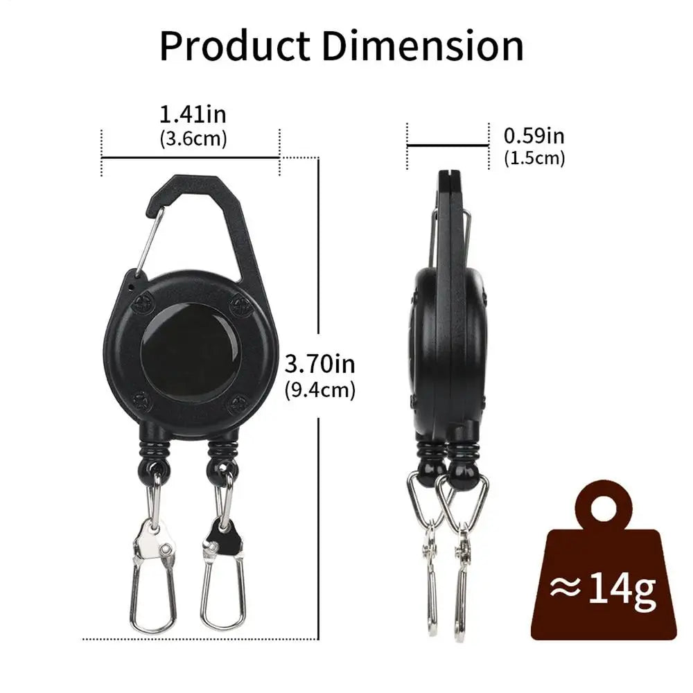 Retractable Badge Reel Double Ended Carabiner Belt Clip Heavy Duty