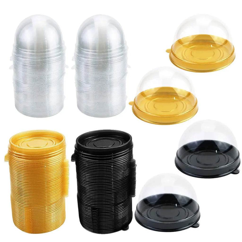50pcs Clear Plastic Mini Cupcake Boxes Muffin Pod Dome Muffin Container Box for Wedding Birthday Dessert Baking Decorations Zpaxo