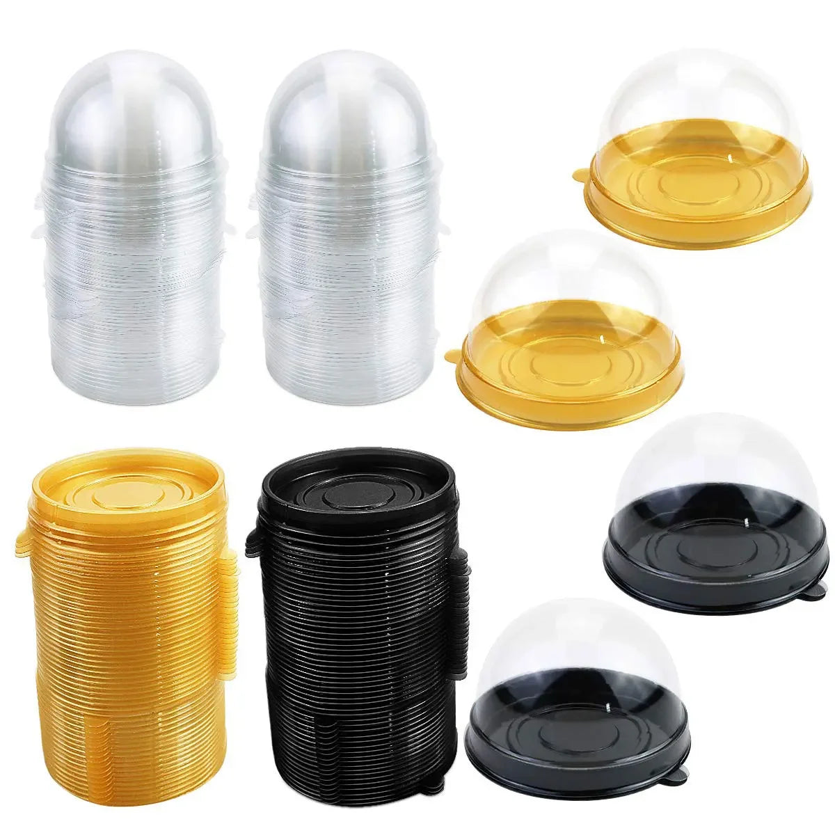 50pcs Clear Plastic Mini Cupcake Boxes Muffin Pod Dome Muffin Container Box for Wedding Birthday Dessert Baking Decorations Zpaxo