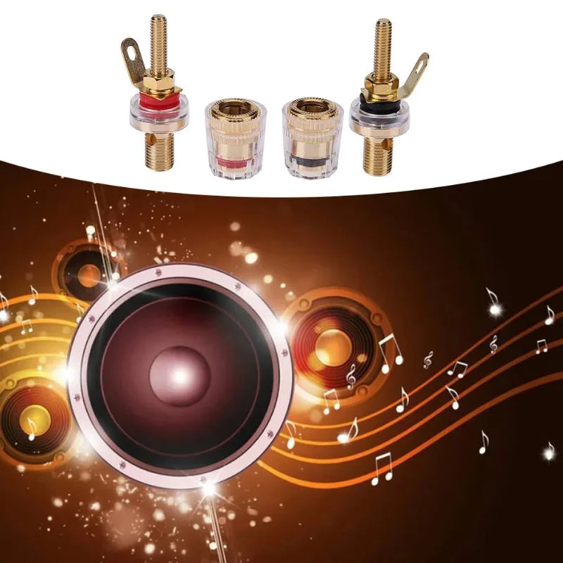 2pcs 4mm Brass Speaker Amplifier Binding Posts Terminals for Banana Plugs Zpaxo