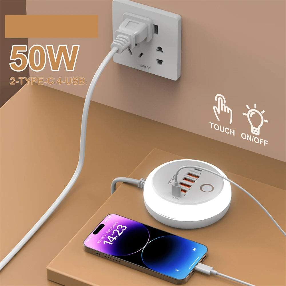 50W Multi Ports USB Charger Power Strip Socket Fast Charging Travel