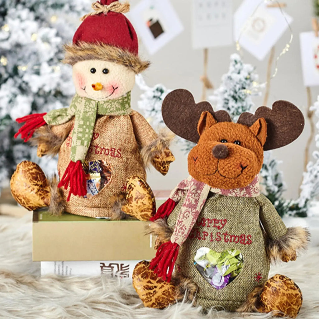 Christmas Doll Fabric Bags Reusable Supports Storage Bag Candy Party