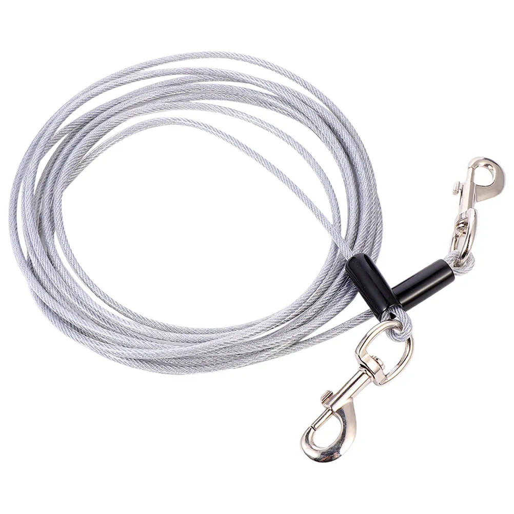 Dog Traction Strap Double Heads Steel Wire Rope Outdoor Pet Pulling