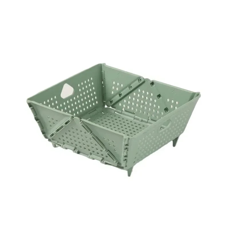 Hot Drain Basket, Fruit Basket, Foldable Plastic, Large Capacity, Raised Tiptoe, Household Kitchen, Vegetable Washing Basket Zpaxo