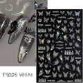 Butterfly Laser Nail Stickers Holographic Glitter Shining Adhesive Slider DIY 3D Nail Art Decal Decoration Zpaxo F1005-White