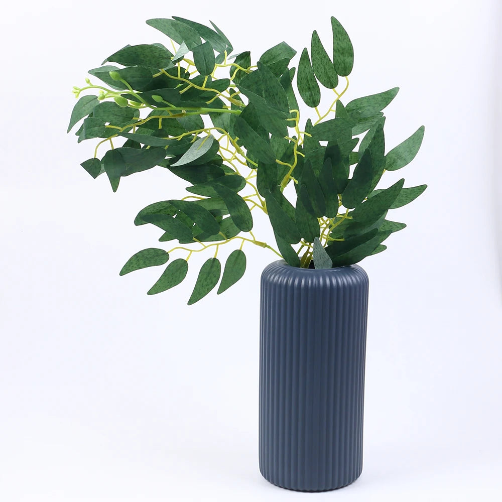 2Pcs Artificial Leaves Plant 18.5 Inch Faux Green Leaf Garland Branches for Wedding Bouquet Table Home Decor Zpaxo