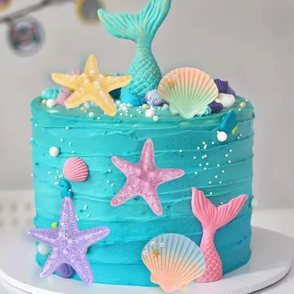Shell Starfish Cake Decoration Resin Ocean Themed Cake Topper for Birthday Party Baby Shower Wedding Cake Decor Zpaxo