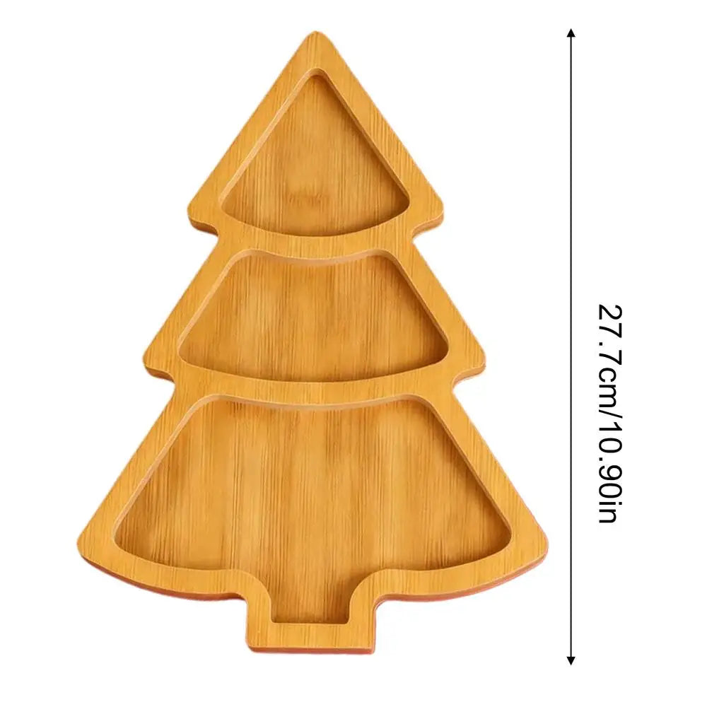 Christmas Serving Dishes Wooden Tree Display Charcuterie Board Tray