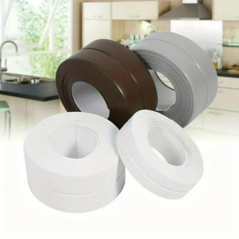 1m/3.2m PVC Waterproof Sealing Tape for Bathroom Sink, Shower, Bathtub and Toilet - Self Adhesive Wall Sticker Zpaxo