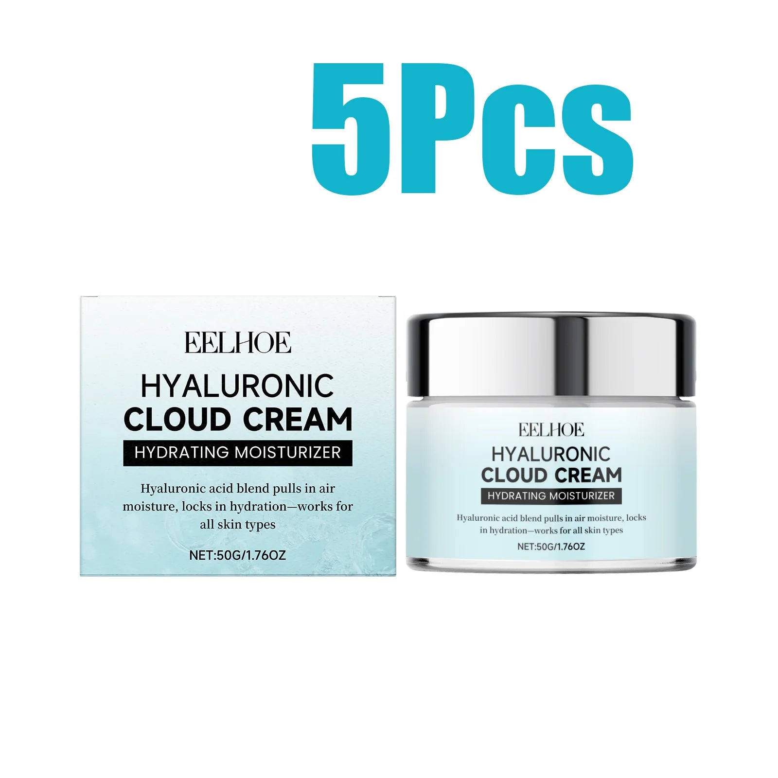Eelhoe Hyaluronic Cloud Cream – 24H Hydrating Face Primer Hydrating Face Cream Zpaxo 5 x 50g Boxed