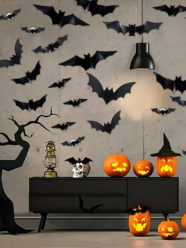 Halloween Lighted 3D Bat Stickers Battery Powered Bats Decorations