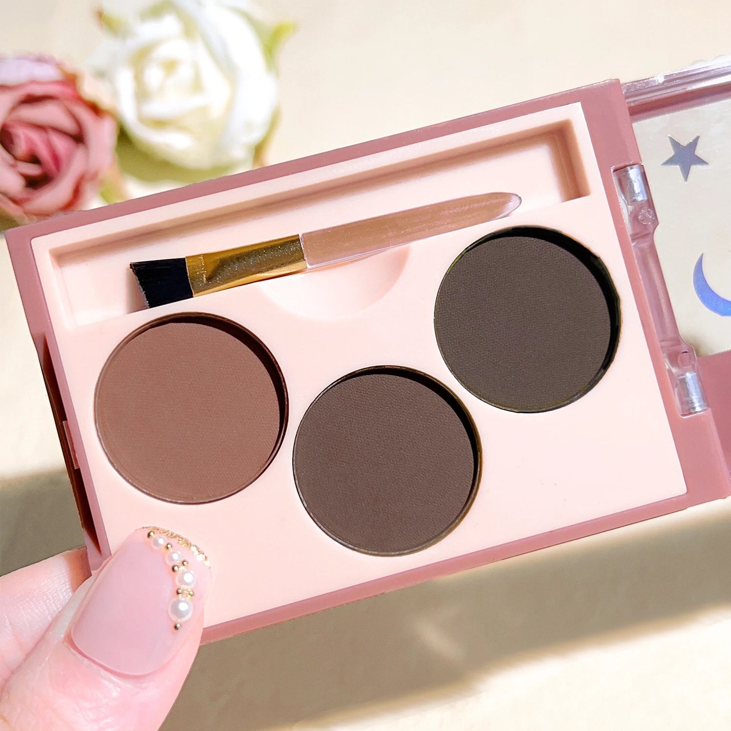 Three-color eyebrow pink women's waterproof and sweat-proof long-lasting three-color plate women's waterproof natural contouring Zpaxo