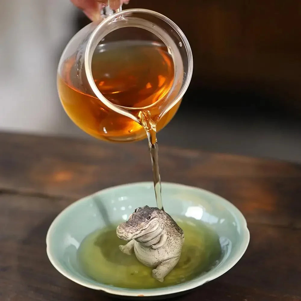 Crocodile Tea Pet Ornament – Resin Figurine for Tea Ceremony Tea Pet Figurine Zpaxo