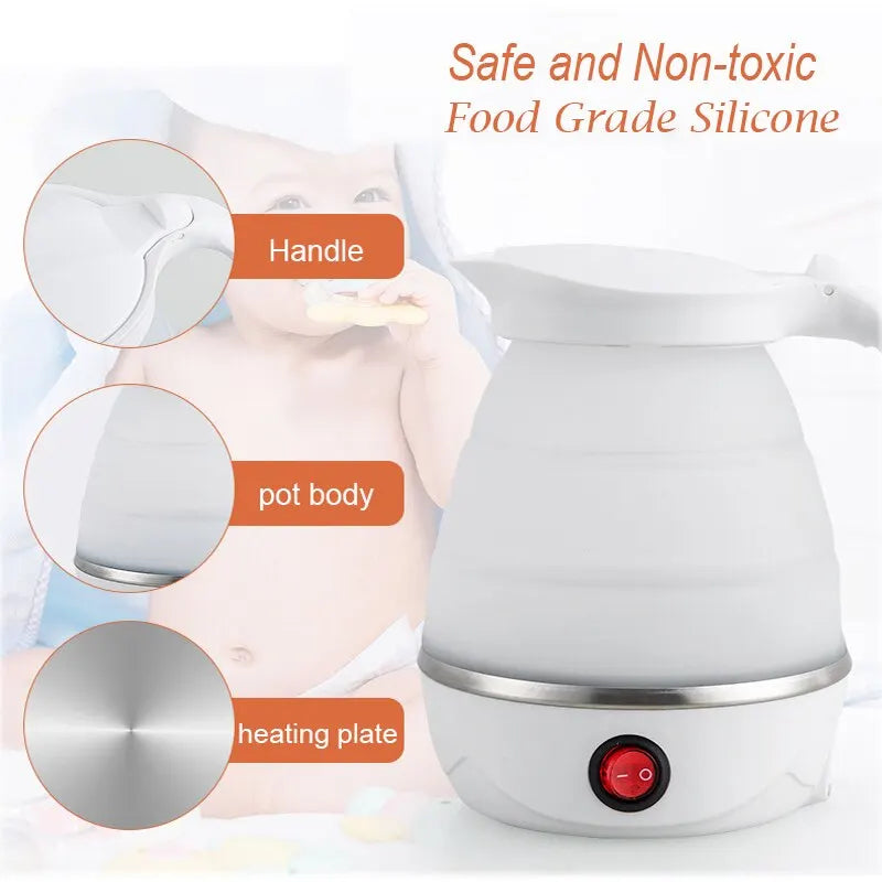 Foldable And Portable Teapot Water Heater 600ML Household Travel Electric Water Kettle 220V Kitchen Appliances Water Boiling Pot Zpaxo