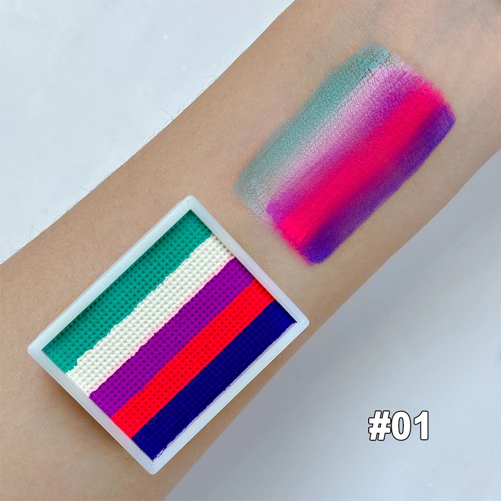 Rainbow Face Body Paint Split Cake Non-toxic Makeup-high Saturation Zpaxo 01