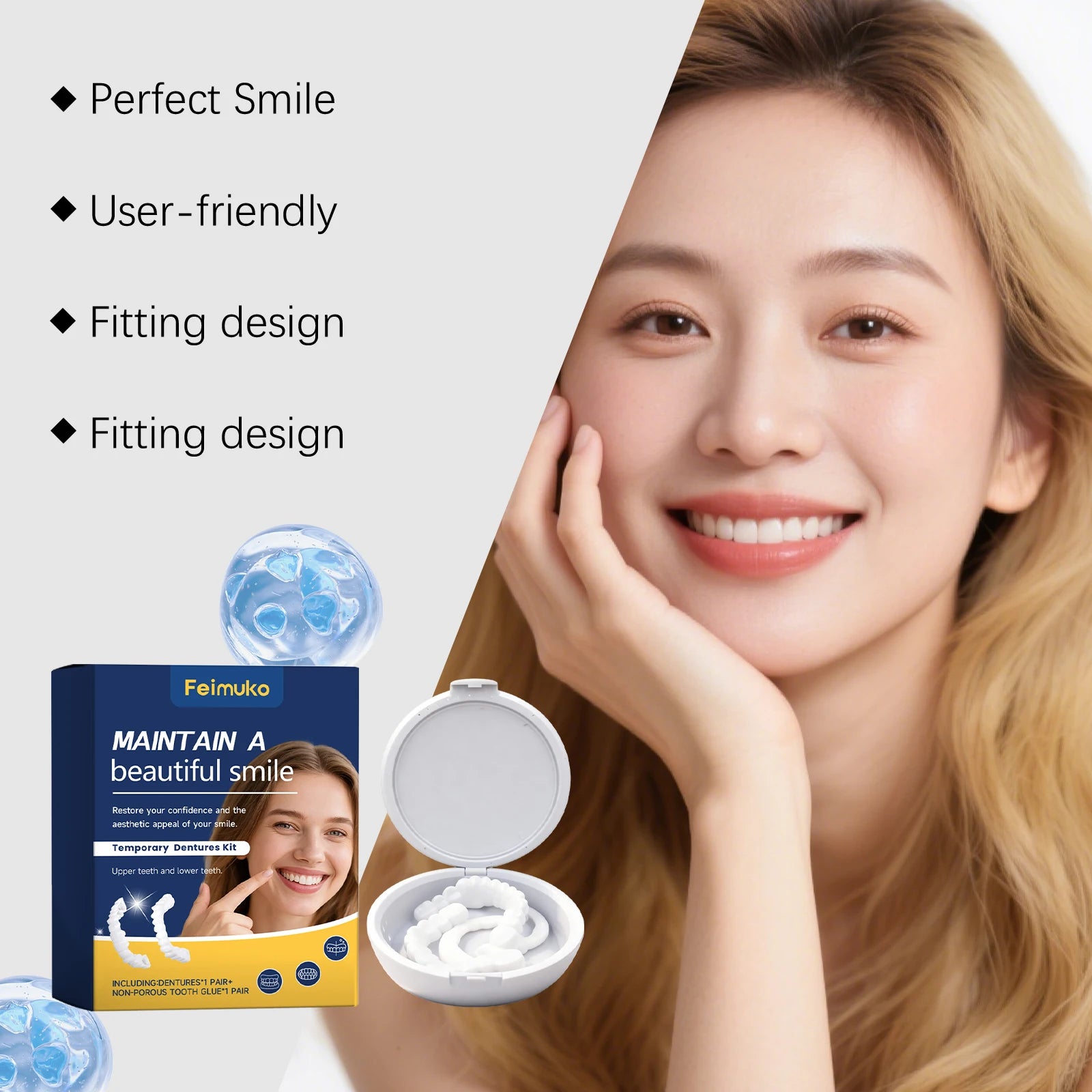 Snap On Dentures Smile Veneers Instant Smile Temporary Teeth Missing Teeth Cover Adjustable Perfect Smile Fake Teeth Resin Zpaxo