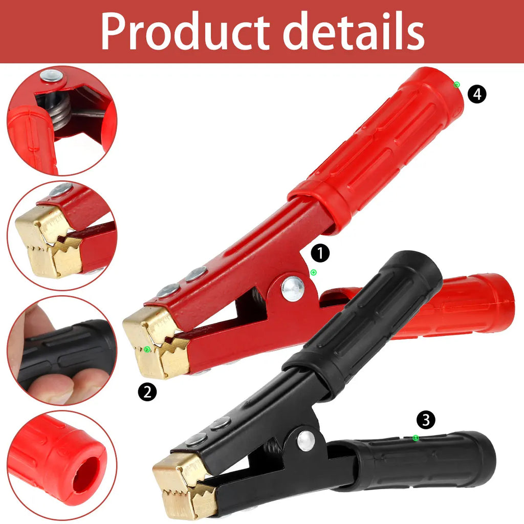 2/4Pcs Electrical Jumper Wire Test Clip For Car Battery Clamp 500-1000Amp Pure Full Sheath Copper Battery Alligator Clip Heavy Zpaxo