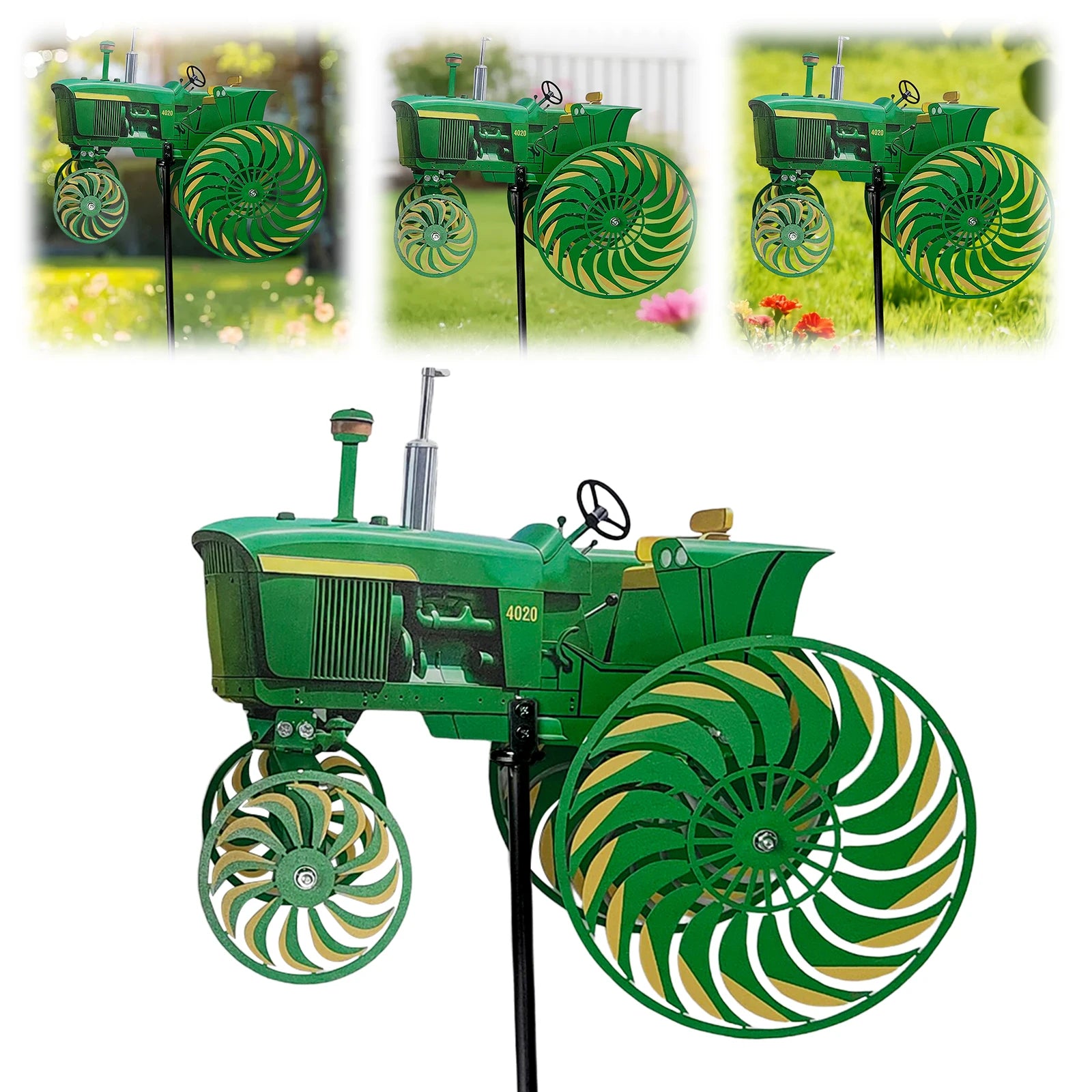Tractor Wind Sculpture Decorative Windmill Outdoor Spinner Patio Yard