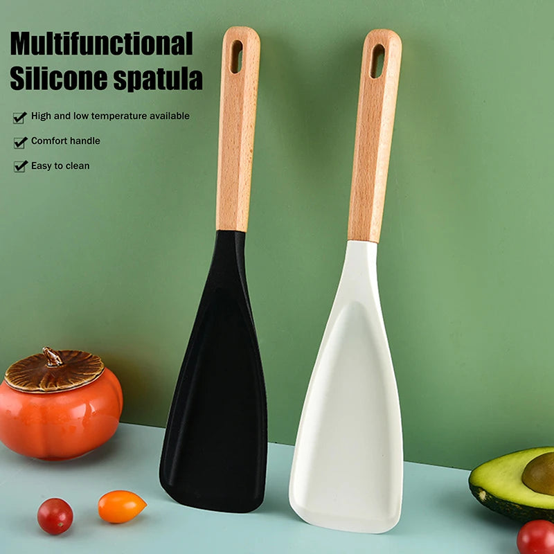Multi-use Cooking Silicone Spatulas 1 Wooden Handle Non-stick Zpaxo