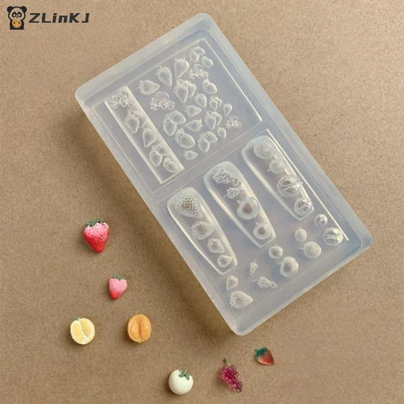 ▶3D Fruit Silicone Nail Mold Sweet Flower Petals Fairy Nails Templates DIY Nail Art Decor Manicure Template For Nail Charms Zpaxo