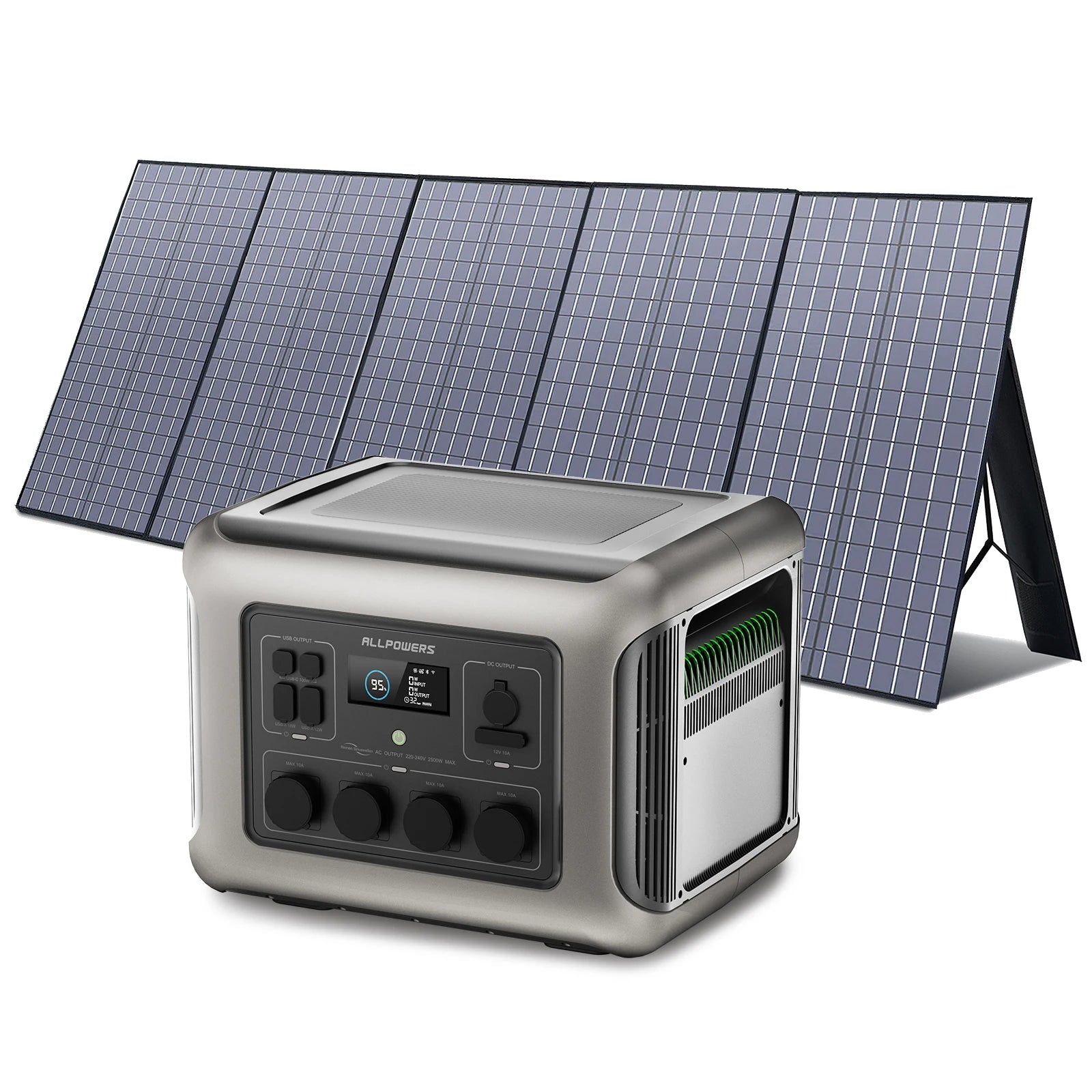 ALLPOWERS Foldable Solar Panel 400W 2X400W Charger Output 2016Wh Zpaxo R2500 with 1X400W CN EU
