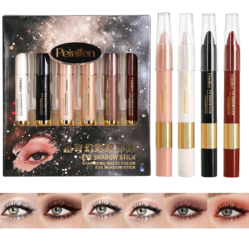 6 Eye Shadow Stick Durable Shining Pearly Natural Makeup
