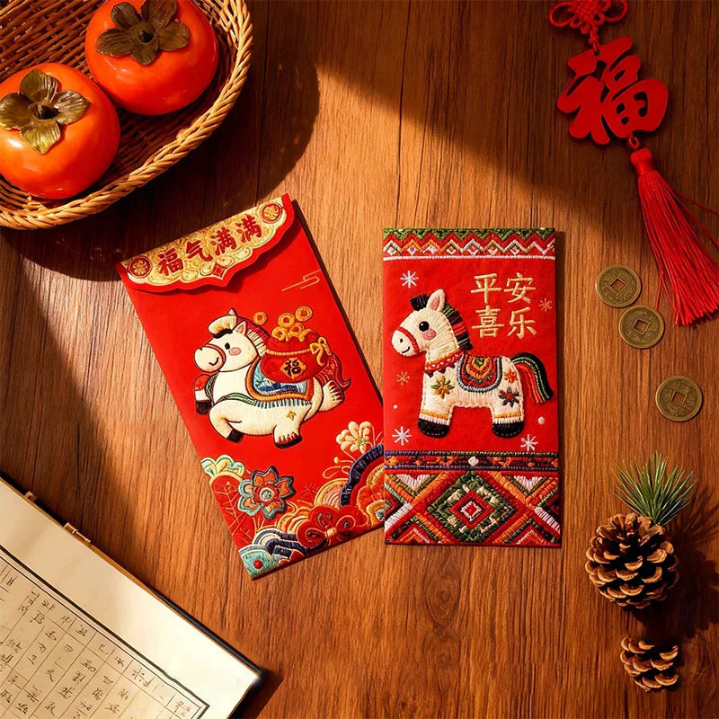 6pcs New Year Red Envelope Horse Year Red Envelope Chinese Spring Festival Hongbao Lucky Money Pocket 2026 New Year Decorations Zpaxo