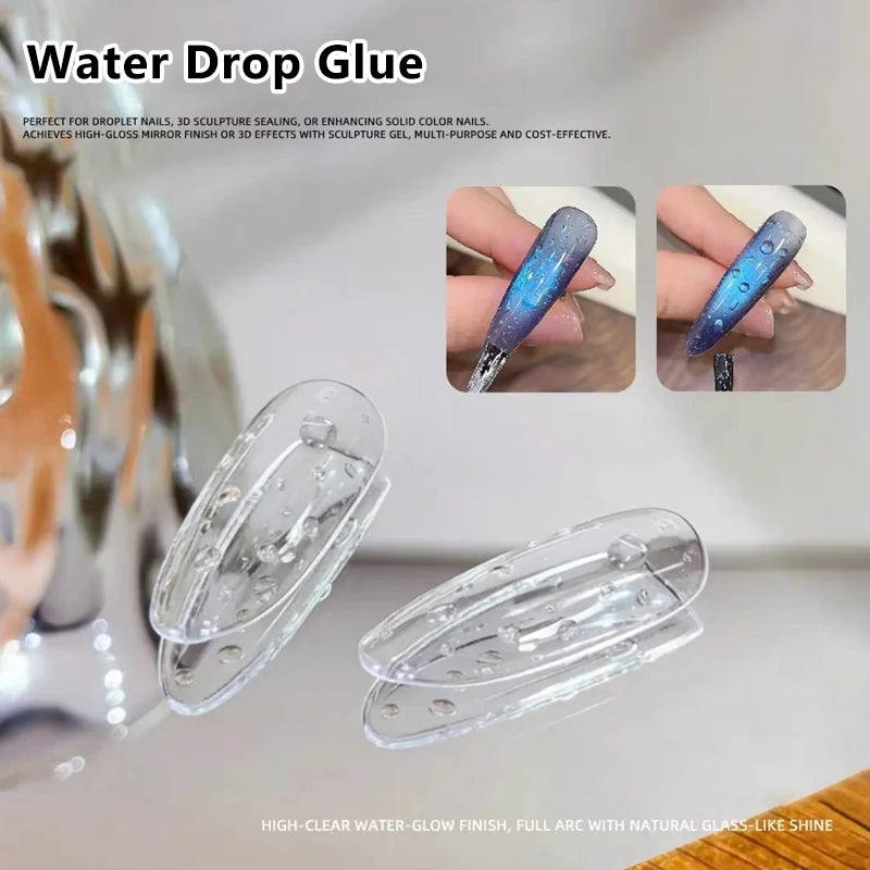 Spring & Summer New Waterdrop Top Coat Gel High Gloss Crystal Plating Sealer Clear Water Drop Design 3D No-Wipe Gel Nail Polish Zpaxo