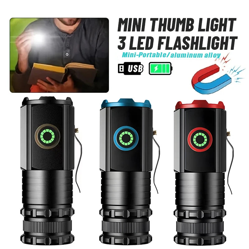 2000LM Mini Tactical Flashlight – Type-C Rechargeable & Magnet