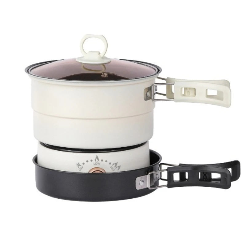 110V/220V Electric Cooker Portable Cooking Pot Foldable Hotpot 1.6L Multi cookers Split Type Rice Cooker Frying Pan Home Travel Zpaxo WHITE EU