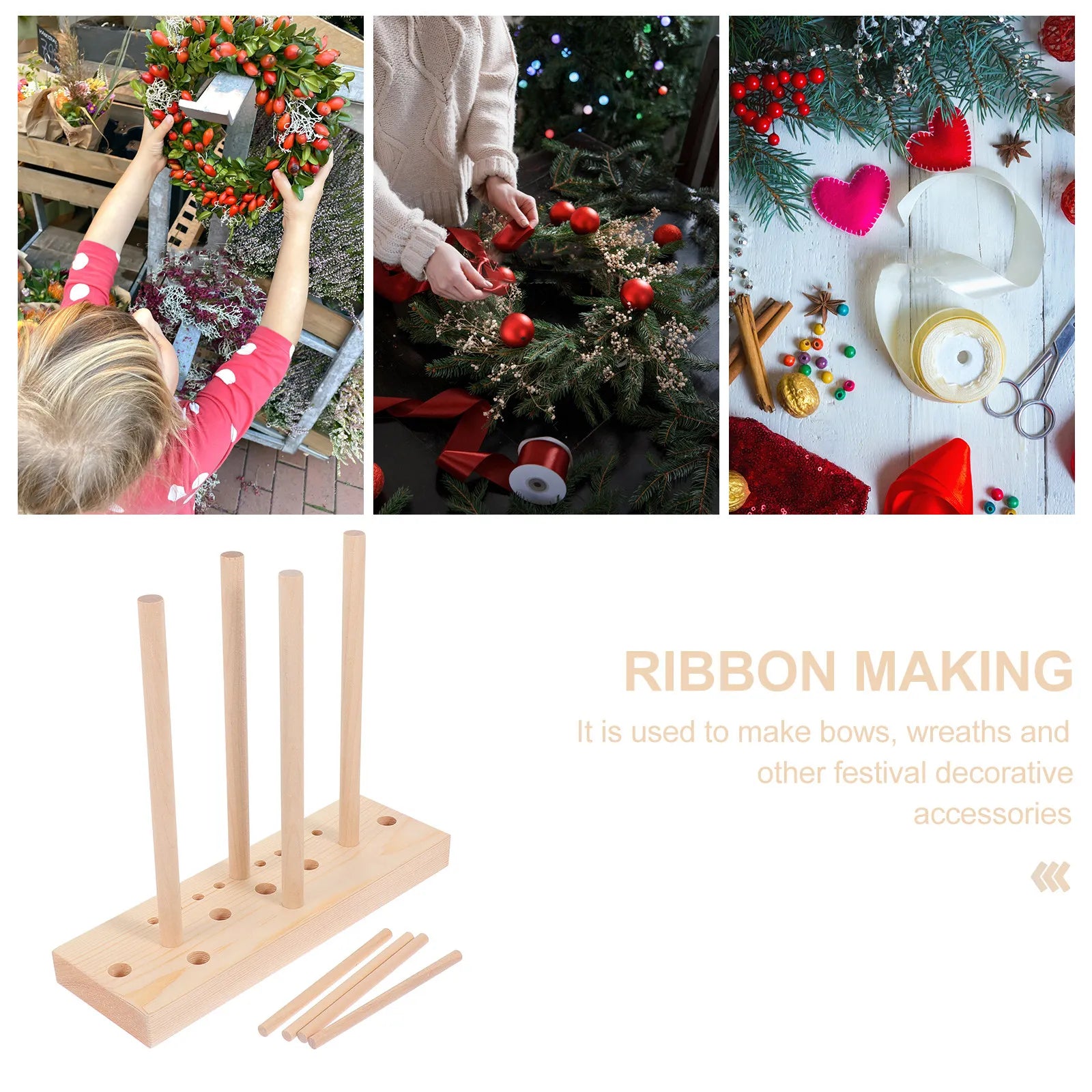 Ribbon Bowknot Maker Wooden Adjustable Tool DIY Bow Making Supplies