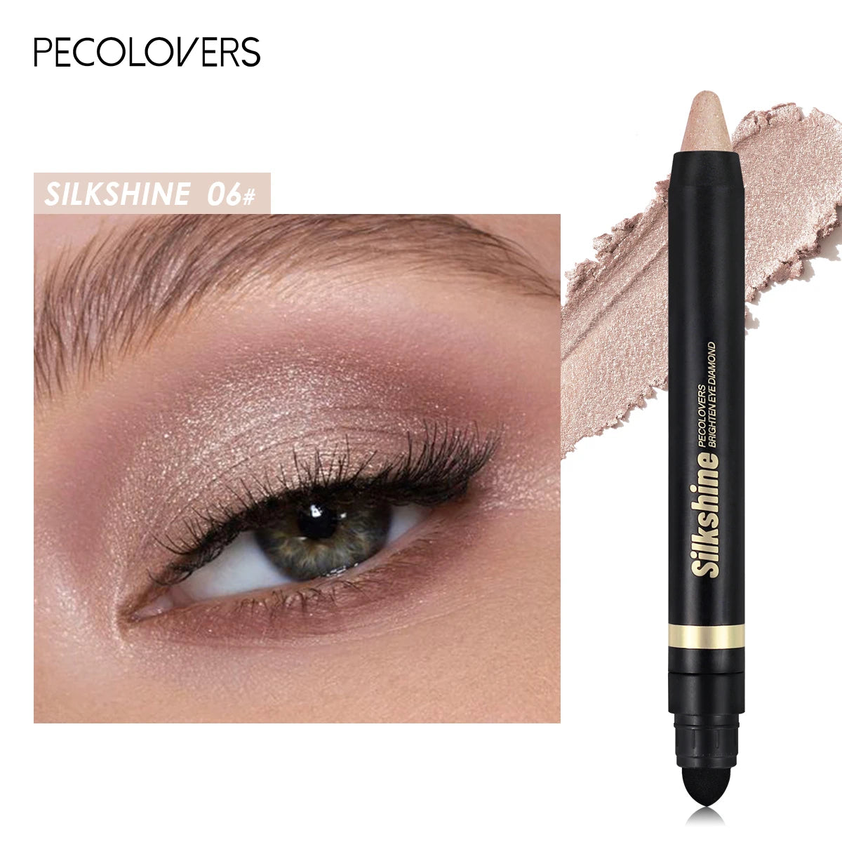 Smoky Eyeshadow Pencil Stick Waterproof Pearlescent Metallic Glitter Eye Shadow Highlighter Pen Makeup Tool Zpaxo 06