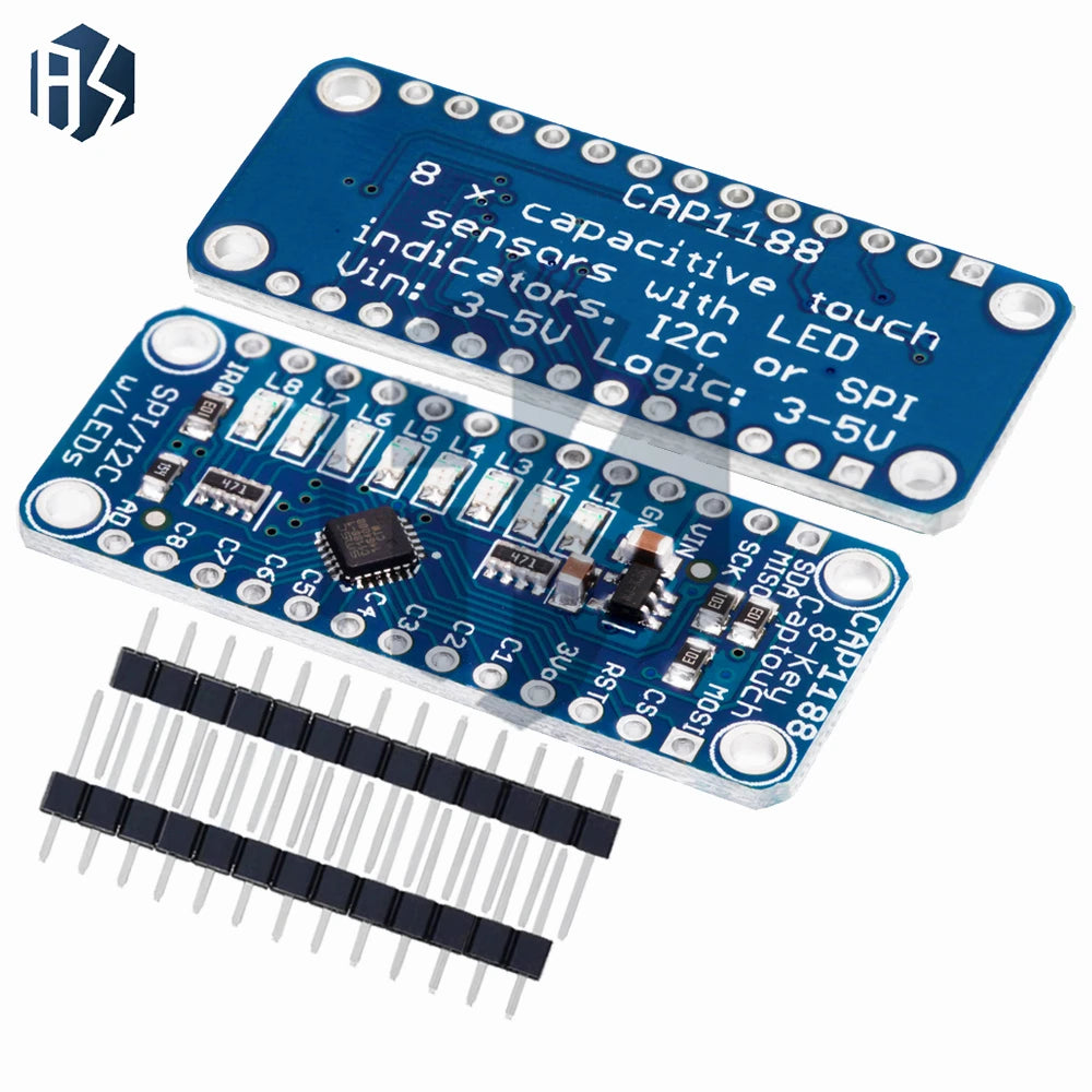 3V-5V CAP1188 8-Key Capacitive Touch Sensor Module: SPI/I2C Interface, 8 Button/Key Ports with LED –for Arduino-Compatible Zpaxo