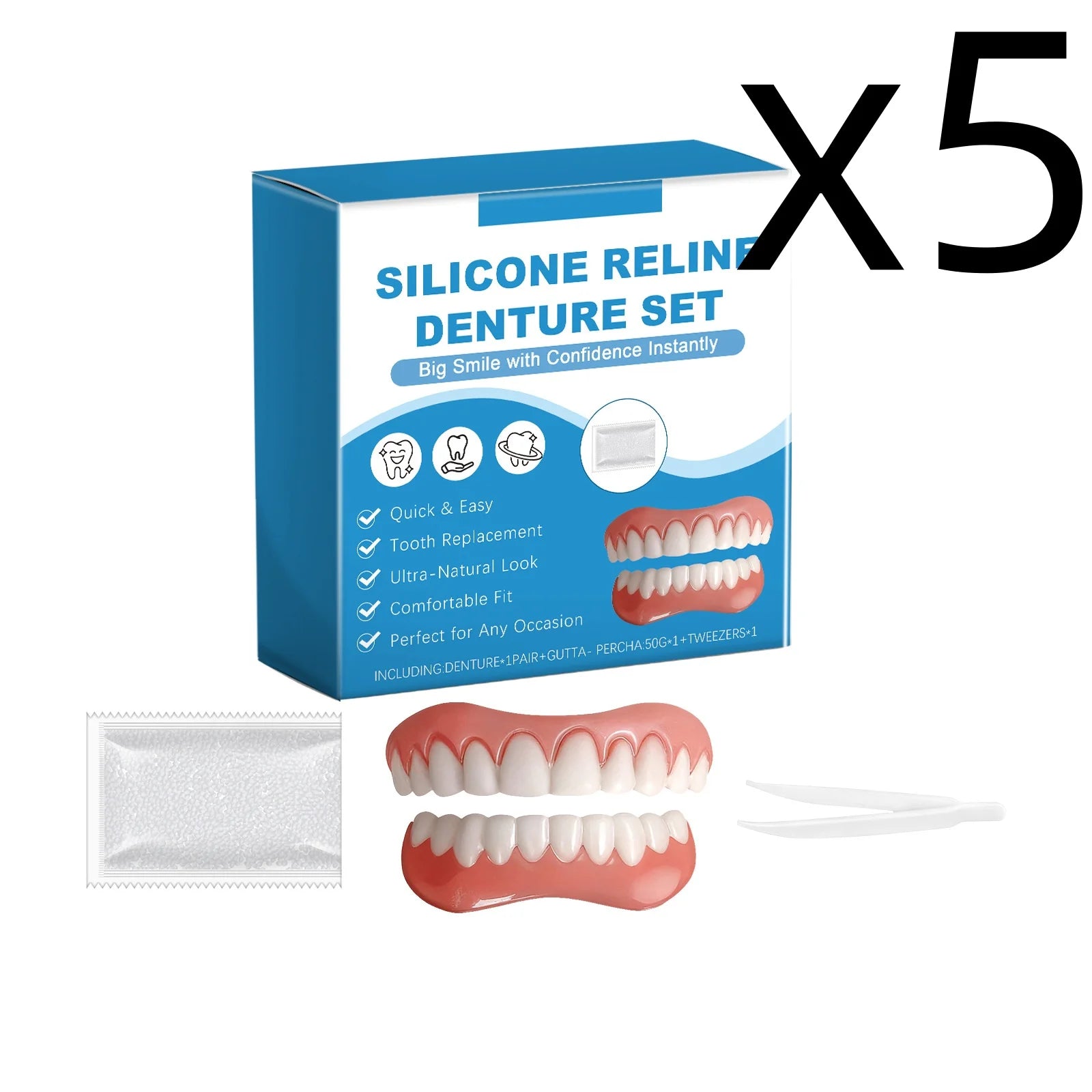 Silicone Reline Denture Kit – Fake Teeth Repair Set Denture Repair Kit Zpaxo 1set Boxed X 5PCS