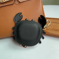 Cartoon Crab Coin Purse Keychain Cute Small Purse Crab PU Leather Pendant Zipper Backpack Hanger Earphone Bag Outdoor Zpaxo Black