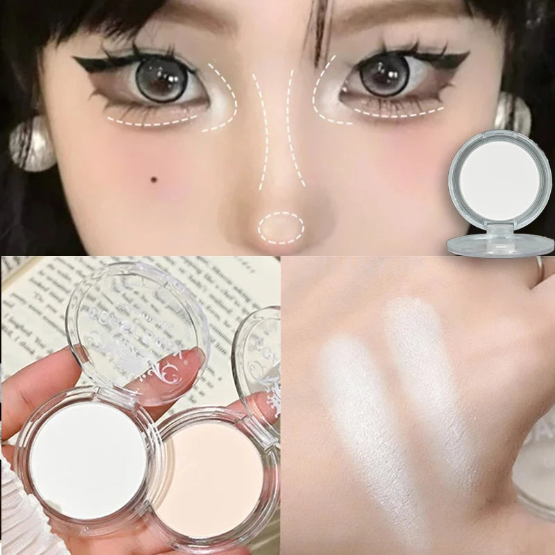 Single Matte Highlighter Palette White Beige Face Nose Brighten