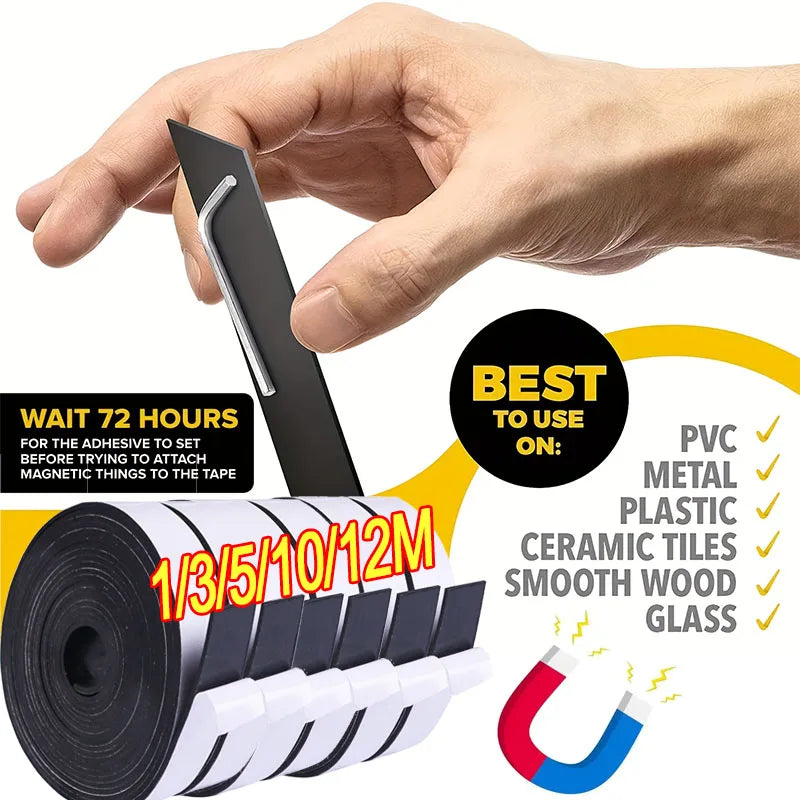 Self Adhesive Magnetic Tape Cuttable Rubber Magnetic Strip for Fridge Wall DIY Photo Poster Fixing Tape Home Office Storage Tool Zpaxo