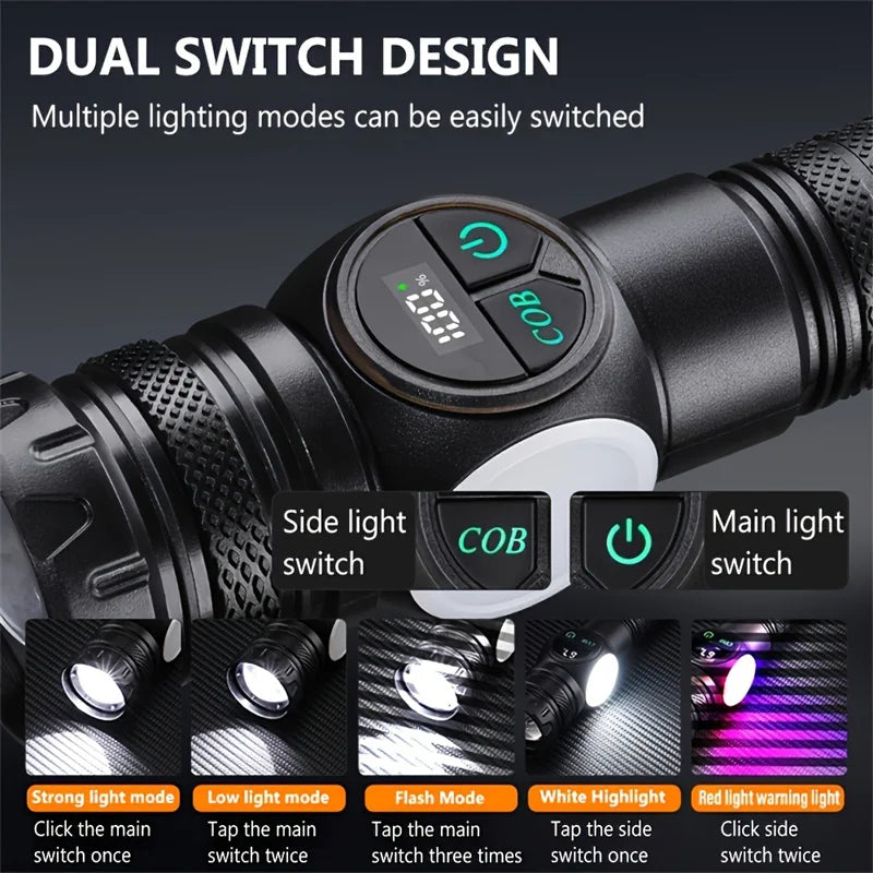 Mikenoon Rechargeable LED Tactical Flashlight – COB & Magnetic Tactical Flashlight Zpaxo