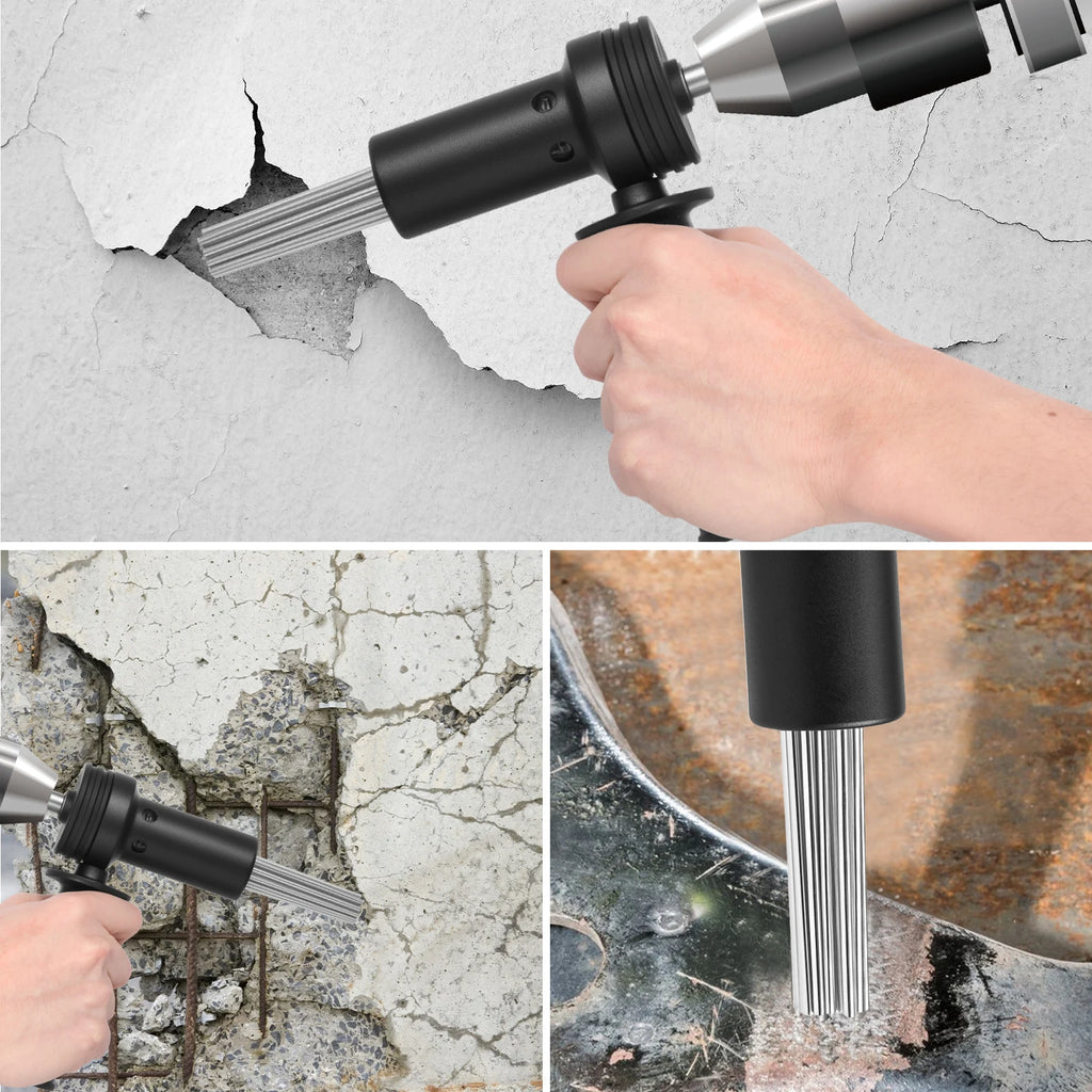 SDS Plus Needle Scaler Attachment 18 Needles 3mm Hardened Steel Rust Remover for Metal Concrete Paint Cleaning Tool with Case Po Zpaxo