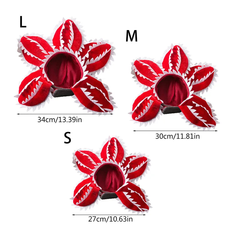 Funny Cat Hat Demogorgon Scary Flower Costume Birthday Pet Accessories Supplies Pet Dogs Headwear Adjustable Sticker Zpaxo