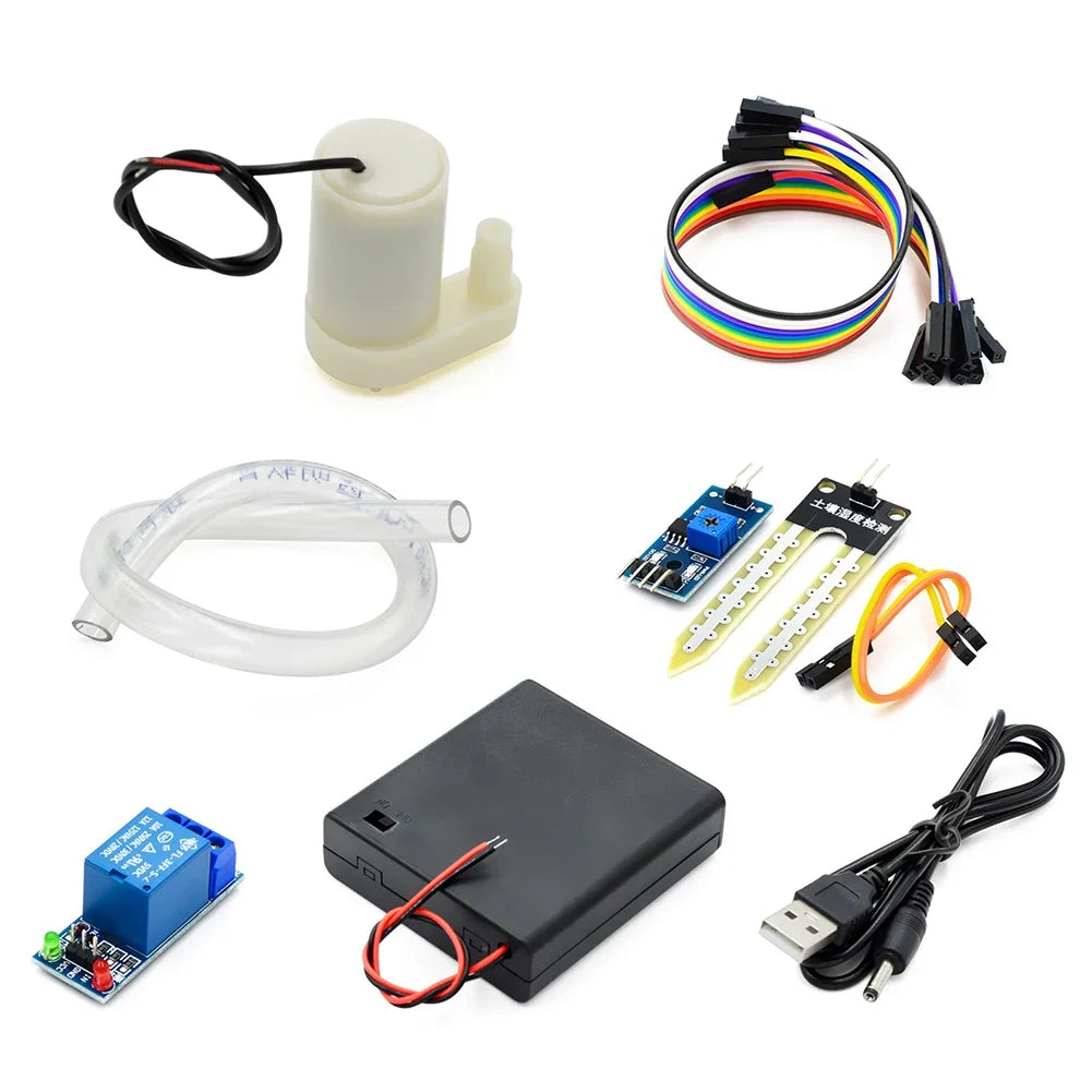 DIY Automatic Irrigation Module Kit Automatic Water Pumping Soil Moisture Sensor Mini Water Pump with 50cm Hose for Arduino Zpaxo 1 set