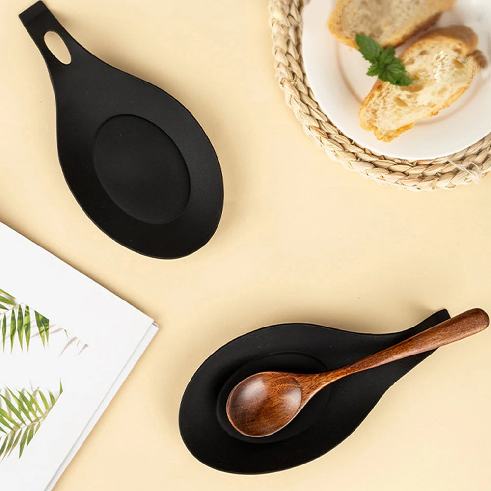 Silicone Spoon Rest Spatula Holder Heat Resistant Utensil Placemat Tray Kitchen Tools Zpaxo