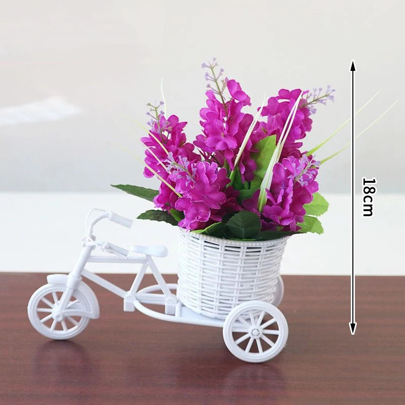 MRattan Flower Basket Vase Tricycle Bicycle Model Home Garden Wedding