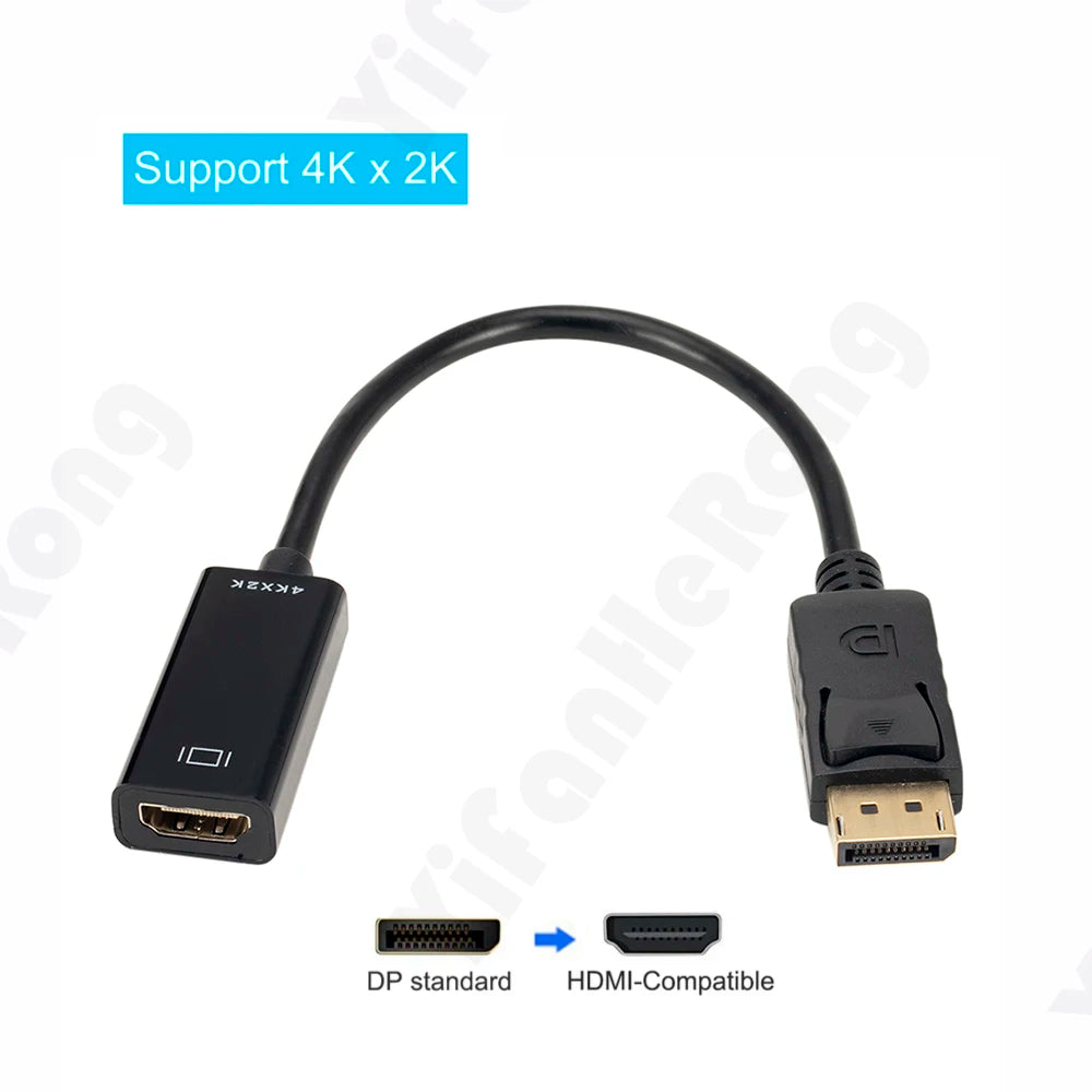 4K DisplayPort to HDMI-compatible Adapter Male DP to Female HDMI-Compatible Cable Converter Video Audio For HDTV PC Projector Zpaxo