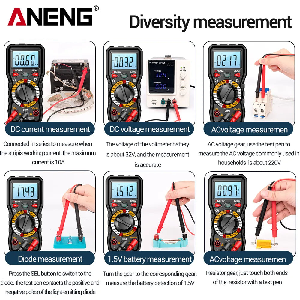 ANENG SZ302 Digital Automatic Tester NCV Detector Resistance Ohm