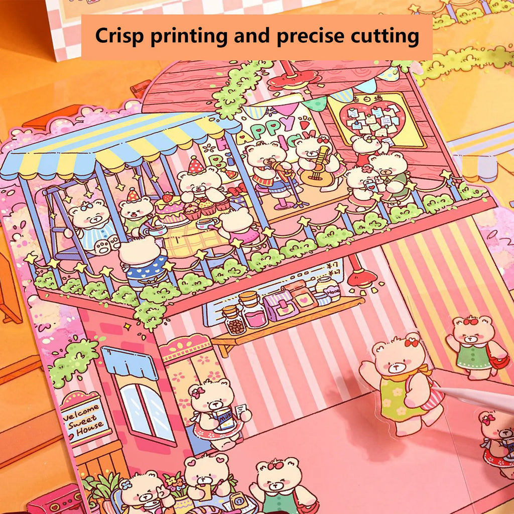 4 scene cardstock + 9 stickers + 1 tweezers + 1 small spatula + 2 pieces of storage bag + 1 gift box miniature scene combo set Zpaxo