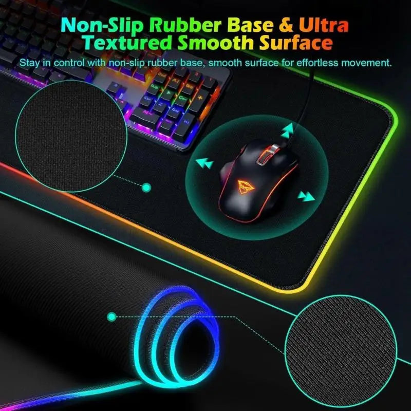 652F Gaming Mouse Pad Wireless Charging Large LED Desk Mat Zpaxo