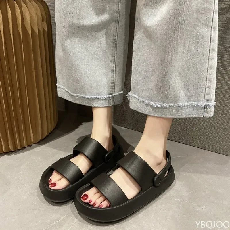 Outdoor Women Breathable Casual Home Slippers Snaps Non-slip Platform