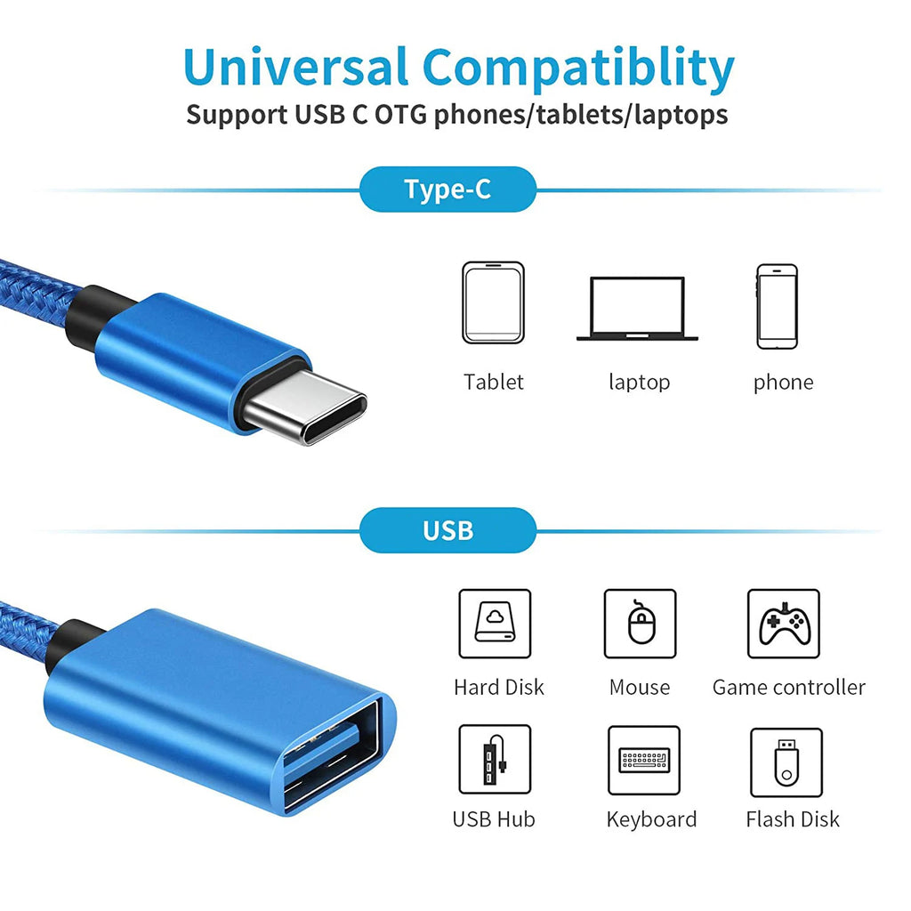 OTG Cable C USB Female Adapter Macbook Samsung Huawei Honor Xiaomi
