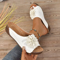 2025 Women Slippers Casual Peep Toe Comfortable Shoes Woven Flower Zpaxo WHITE 37